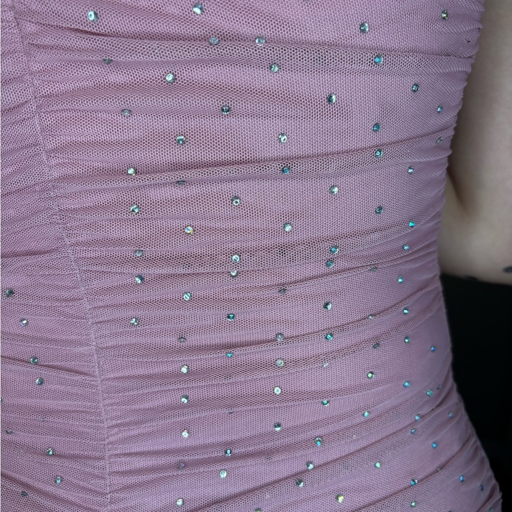 Pink Rhinestone Bodycon Mini Dress - Picture 4 of 6